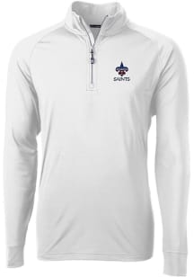 Cutter and Buck New Orleans Saints Mens White Adapt Eco Long Sleeve 1/4 Zip Pullover