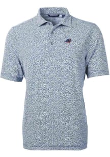 Cutter and Buck Carolina Panthers Mens Navy Blue Virtue Eco Pique Short Sleeve Polo