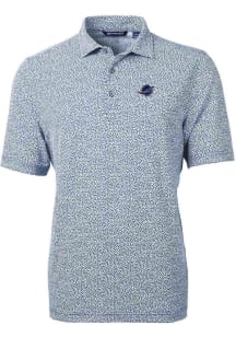 Cutter and Buck Miami Dolphins Mens Navy Blue Americana Virtue Eco Pique Botanical Short Sleeve ..