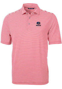 Cutter and Buck Green Bay Packers Mens Red Americana Virtue Eco Pique Stripe Short Sleeve Polo