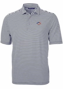 Cutter and Buck New York Jets Mens Navy Blue Americana Virtue Eco Pique Stripe Short Sleeve Polo