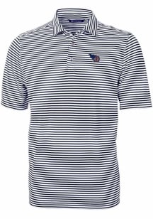 Cutter and Buck Tennessee Titans Mens Navy Blue Americana Virtue Eco Pique Stripe Short Sleeve P..
