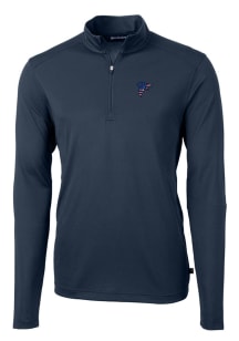Cutter and Buck Atlanta Falcons Mens Navy Blue Virtue Eco Pique Long Sleeve 1/4 Zip Pullover