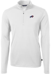 Cutter and Buck Buffalo Bills Mens White Virtue Eco Pique Long Sleeve 1/4 Zip Pullover