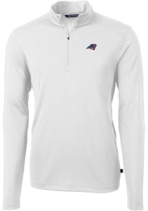 Cutter and Buck Carolina Panthers Mens White Americana Virtue Eco Pique Long Sleeve 1/4 Zip Pull..