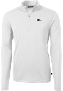 Cutter and Buck Denver Broncos Mens White Americana Virtue Eco Pique Long Sleeve 1/4 Zip Pullove..