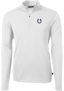 Cutter and Buck Indianapolis Colts Mens White Americana Virtue Eco Pique Long Sleeve 1/4 Zip Pul..