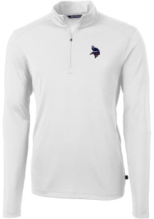 Cutter and Buck Minnesota Vikings Mens White Virtue Eco Pique Long Sleeve 1/4 Zip Pullover
