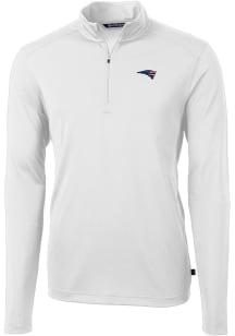 Cutter and Buck New England Patriots Mens White Virtue Eco Pique Long Sleeve 1/4 Zip Pullover