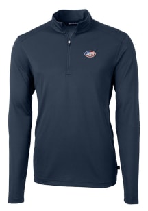 Cutter and Buck New York Jets Mens Navy Blue Americana Virtue Eco Pique Long Sleeve 1/4 Zip Pull..