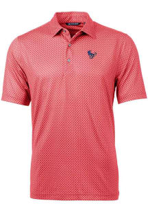 Cutter and Buck Houston Texans Mens Red Americana Pike Banner Short Sleeve Polo