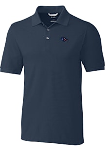 Cutter and Buck Denver Broncos Mens Navy Blue Americana Advantage Short Sleeve Polo