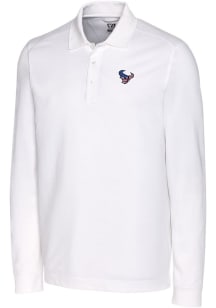 Cutter and Buck Houston Texans Mens White Americana Advantage Long Sleeve Polo Shirt