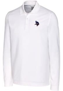 Cutter and Buck Minnesota Vikings Mens White Americana Advantage Long Sleeve Polo Shirt