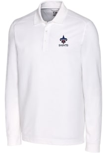 Cutter and Buck New Orleans Saints Mens White Advantage Long Sleeve Polo Shirt