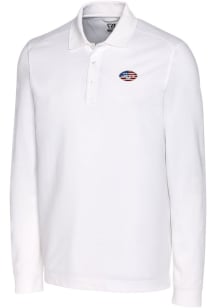 Cutter and Buck New York Jets Mens White Americana Advantage Long Sleeve Polo Shirt