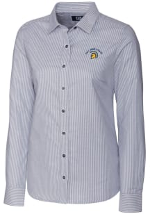 Cutter and Buck San Jose State Spartans Womens Stretch Oxford Stripe Long Sleeve Charcoal Dress ..