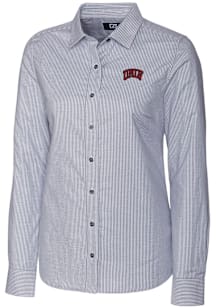 Cutter and Buck UNLV Runnin Rebels Womens Stretch Oxford Stripe Long Sleeve Charcoal Dress Shirt
