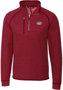 Cutter and Buck New York Jets Mens Red Mainsail Long Sleeve 1/4 Zip Pullover