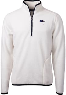 Cutter and Buck Baltimore Ravens Mens White Cascade Sherpa Long Sleeve 1/4 Zip Pullover