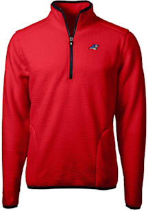 Cutter and Buck Carolina Panthers Mens Red Cascade Sherpa Long Sleeve Qtr Zip Pullover