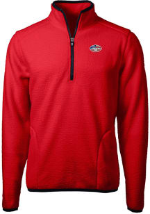 Cutter and Buck New York Jets Mens Red Cascade Sherpa Long Sleeve 1/4 Zip Pullover