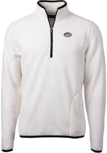 Cutter and Buck New York Jets Mens White Cascade Sherpa Long Sleeve 1/4 Zip Pullover