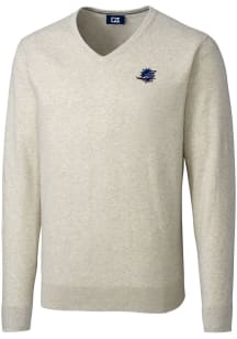 Cutter and Buck Miami Dolphins Mens Oatmeal Americana Lakemont Long Sleeve Sweater