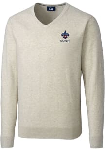 Cutter and Buck New Orleans Saints Mens Oatmeal Americana Lakemont Long Sleeve Sweater