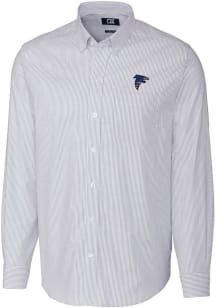 Cutter and Buck Atlanta Falcons Mens Light Blue Americana Stretch Oxford Stripe Long Sleeve Dres..
