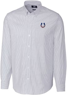 Cutter and Buck Indianapolis Colts Mens Light Blue Americana Stretch Oxford Stripe Long Sleeve D..