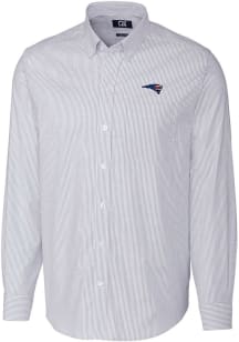 Cutter and Buck New England Patriots Mens Light Blue Americana Stretch Oxford Stripe Long Sleeve..