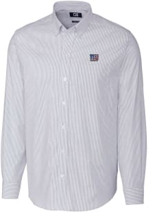 Cutter and Buck New York Giants Mens Light Blue Americana Stretch Oxford Stripe Long Sleeve Dres..