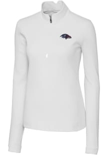 Cutter and Buck Baltimore Ravens Womens White Traverse 1/4 Zip Pullover
