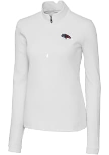 Cutter and Buck Denver Broncos Womens White Traverse 1/4 Zip Pullover