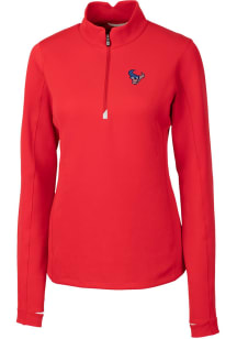 Cutter and Buck Houston Texans Womens Red Traverse 1/4 Zip Pullover