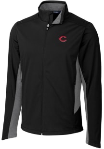 Cutter and Buck Cincinnati Reds Mens Black Navigate Softshell Light Weight Jacket