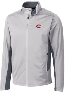 Cutter and Buck Cincinnati Reds Mens Grey Navigate Softshell Light Weight Jacket