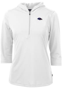 Cutter and Buck Baltimore Ravens Womens White Virtue Eco Pique Hooded Sweatshirt