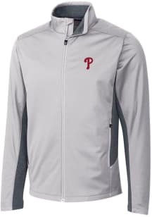 Cutter and Buck Philadelphia Phillies Mens Grey Navigate Softshell Light Weight Jacket