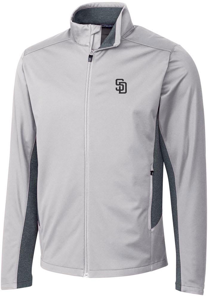 Cutter and Buck San Diego Padres Mens Grey Navigate Softshell Light Weight Jacket