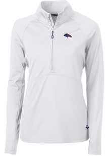 Cutter and Buck Denver Broncos Womens White Americana Adapt Eco 1/4 Zip Pullover