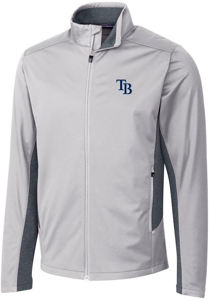Cutter and Buck Tampa Bay Rays Mens Grey Navigate Softshell Light Weight Jacket