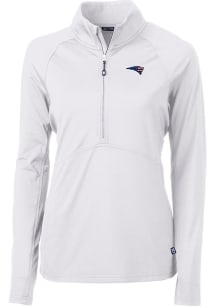 Cutter and Buck New England Patriots Womens White Americana Adapt Eco 1/4 Zip Pullover
