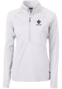 Cutter and Buck New Orleans Saints Womens White Americana Adapt Eco 1/4 Zip Pullover