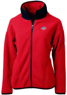 Cutter and Buck New York Jets Womens Red Cascade Sherpa Long Sleeve Full Zip Jacket