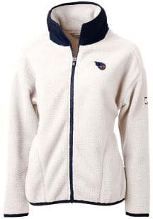 Cutter and Buck Tennessee Titans Womens White Americana Cascade Sherpa Long Sleeve Full Zip Jack..
