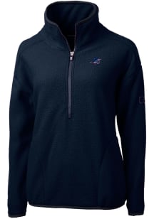 Cutter and Buck Miami Dolphins Womens Navy Blue Cascade Sherpa 1/4 Zip Pullover