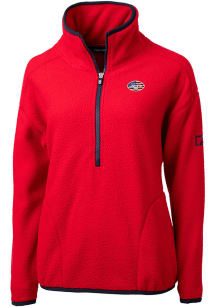 Cutter and Buck New York Jets Womens Red Cascade Sherpa 1/4 Zip Pullover