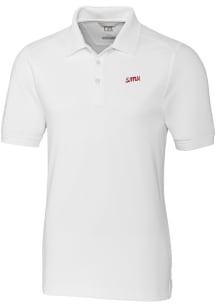 Cutter and Buck SMU Mustangs Mens White Advantage Vault Big and Tall Polos Shirt